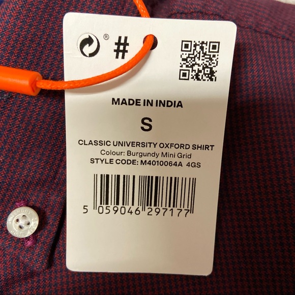 New SUPERDRY Men’s Classic University Oxford S L/S Shirt Burgundy Mini Grid Sz S - Picture 7 of 11